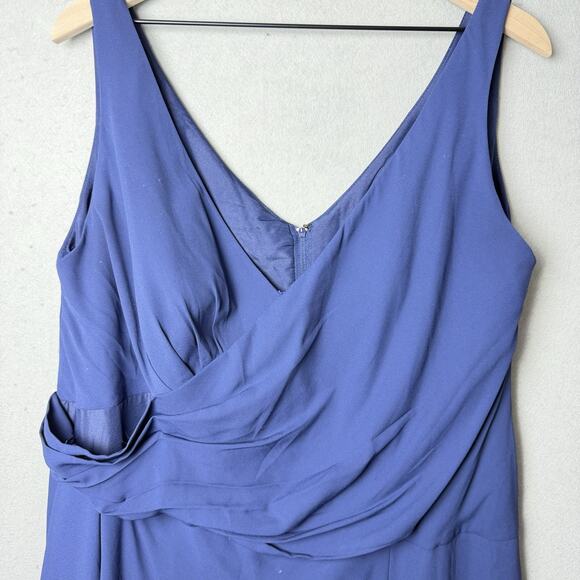 Davids Bridal Bridesmaid Dress Navy Blue Chiffon Faux Wrap Women's Plus size 20 - Picture 4 of 5